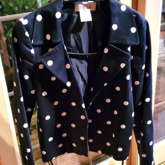 Harve Benard Polka Dot Lined Sz. M Jacket Blazer - Picture 1 of 12